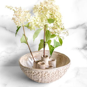 Ceramic Flower Frog with Hydrangeas
